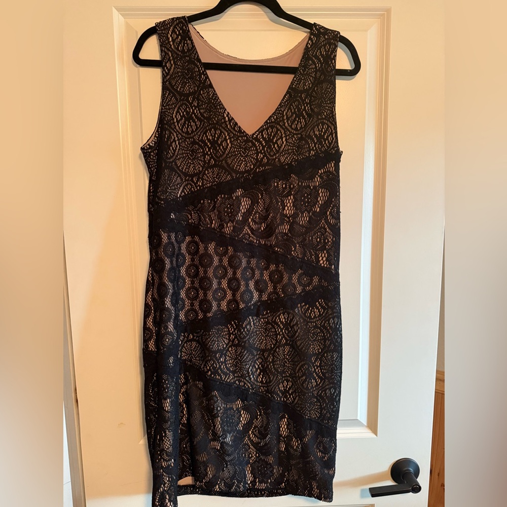 EUC Elegant Black Lace Asymmetrical Dress